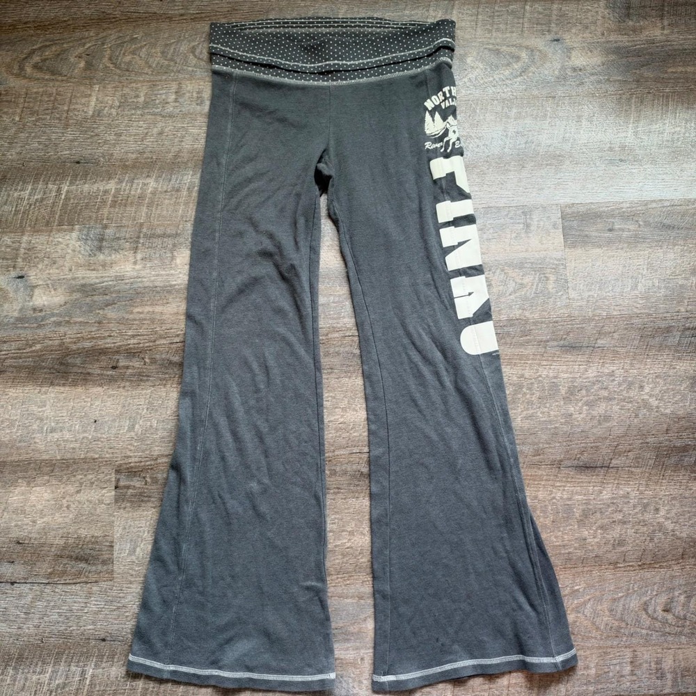 Victoria's Secret PINK Y2K Vintage Foldover Flare Yoga Pants SM Gray Polka Dot